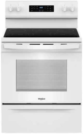 Whirlpool® 30" White Freestanding Electric Range with No Preheat Mode and Steam Clean