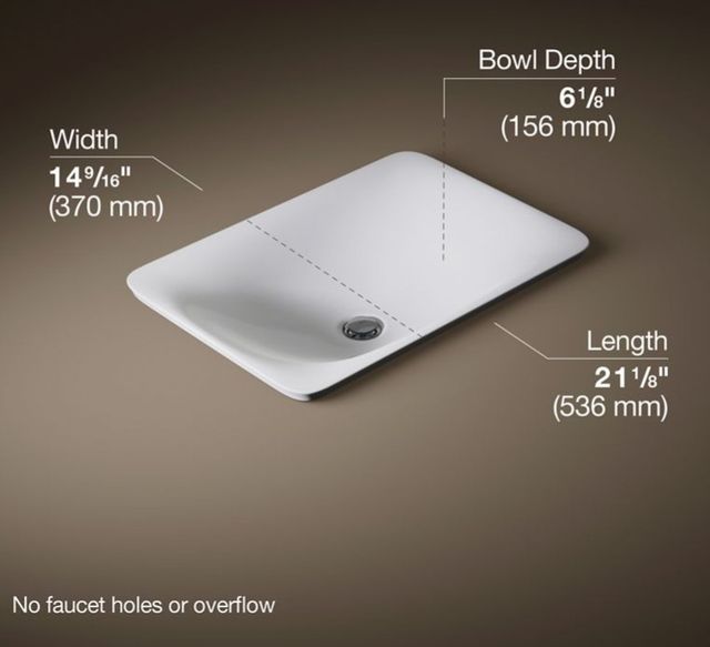 Kohler Carillon® White 21.25" Rectangular Drop-In Bathroom Sink, No Overflow-3