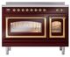 Ilve® Nostalgie II Noblesse 48'' Burgundy Pro Style Induction Range with Brass Trim-1