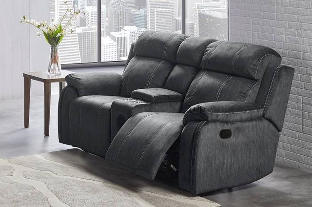New Classic® Home Furnishings Tango Shadow Manual Reclining Loveseat with Speaker-3
