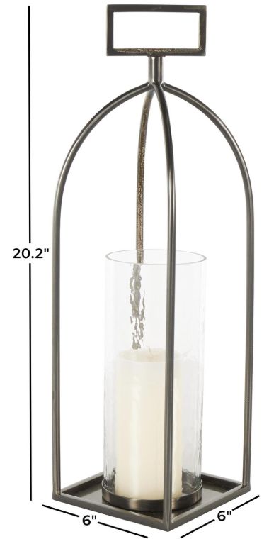Deco Marche Silver Open Frame Candle Lantern with Rectangle Handles-3