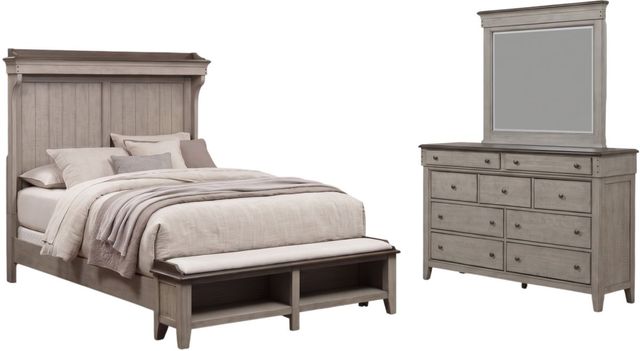 Liberty Furniture Ivy Hollow 3-Piece Dusty Taupe/Weathered Linen Queen Mantel Storage Bedroom Set-0