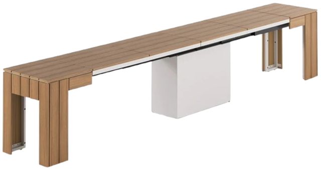 Transformer Table Transformer Light Gray/Light Oak Aluminum/Polystyrene Outdoor Extendable Dining Bench-1