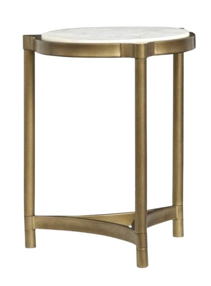 Magnussen Home® Cassidy Volakas Classic Round Accent Table with Aged Brass Base-1