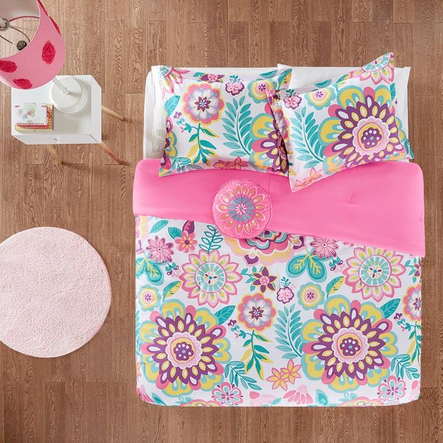 Olliix by Mi Zone Camille Pink Full/Queen Floral Comforter Set-1