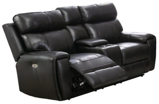 Mazin Furniture Granger Black Dual Power Recliner Loveseat with Center Console  -1