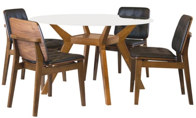 Coaster® Paxton 5-Piece Glass Top Dining Table Set with Natural Walnut Base-0