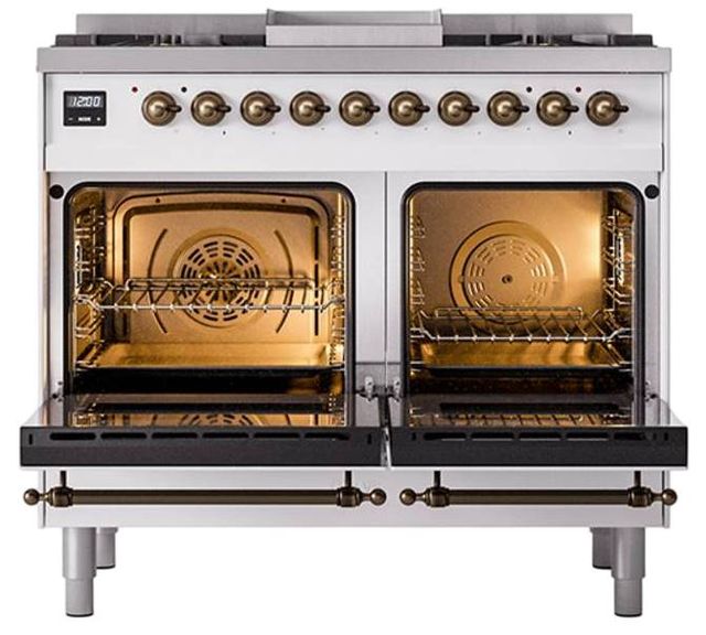 Ilve® Nostalgie II Noblesse 40'' Custom RAL Color Pro Style Dual Fuel Range with Burnished Trim-1