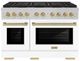 ZLINE Autograph Edition Paramount 48" 6.7 Cu. Ft. Satin Stainless Steel Gas Range with 8 Burner DuoPro™ Cooktop and Dual Ovens with White Matte Doors and Champagne Bronze Accents-1