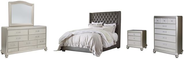 Signature Design by Ashley® Coralayne 5-Piece Gray King Upholstered Bed Set-0