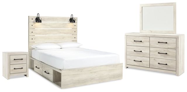 Signature Design by Ashley® Cambeck 4-Piece Whitewash Queen Panel Storage Bed Set-0