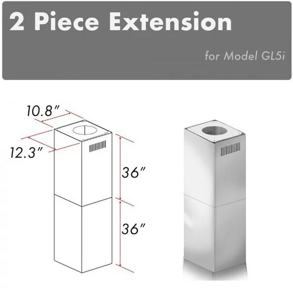 ZLINE 36" Stainless Steel Chimney Extension-1