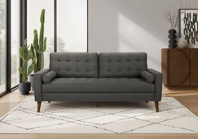 Monarch Specialties Inc. Dark Grey 75" Sofa with 2 Pillows-1