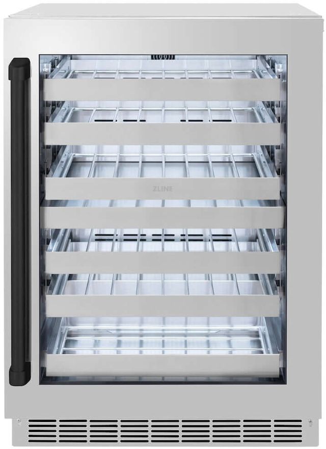ZLINE Touchstone Autograph Edition 24" 4.8 Cu. Ft. Stainless Steel Wine Cooler with Glass Door and Matte Black Handle-0