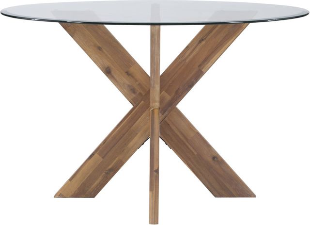 Powell® Adler Glass Top X-Base Dining Table with Natural Base-2