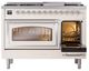 Ilve® Nostalgie II Noblesse 48'' Antique White Pro Style Dual Fuel Range with Chrome Trim-4