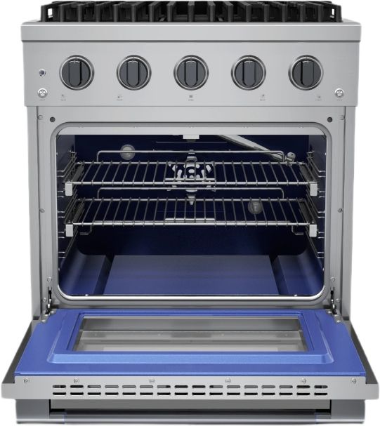 Hauslane HausPro Range 30" Stainless Steel Pro-Style Gas Range with Black Stainless Steel Knobs-2
