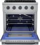 Hauslane HausPro Range 30" Stainless Steel Pro-Style Gas Range with Black Stainless Steel Knobs-2