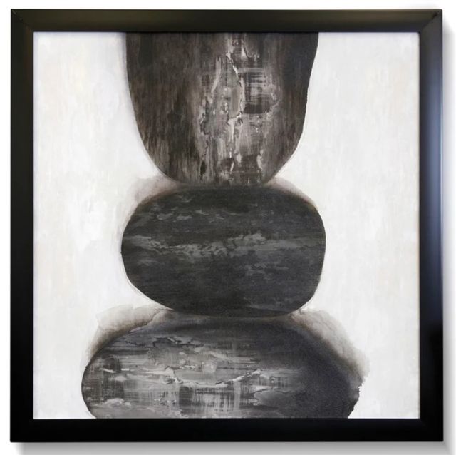 Stylecraft Rocks I Black/Dark Gray/White River Wall Art -0