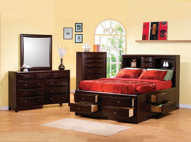 Coaster® Phoenix 5-Piece Deep Cappuccino Queen Bookcase Bedroom Set-0