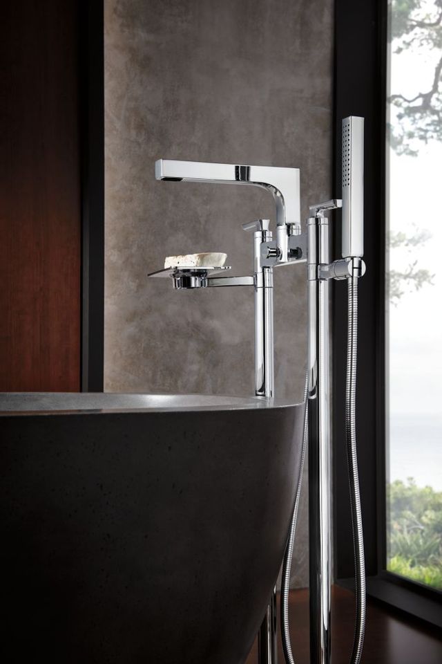 Brizo Kintsu® Polished Chrome Floor Mount Tub Filler Unions-1