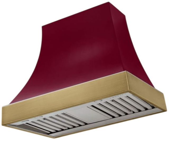 AGA Cascade 36" Cranberry Wall Mounted Range Hood  with Antique Brass  Trim-0