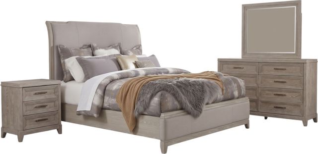 Liberty Furniture Belmar 4-Piece Silver Champagne/Washed Taupe Queen Upholstered Sleigh Bedroom Set-0