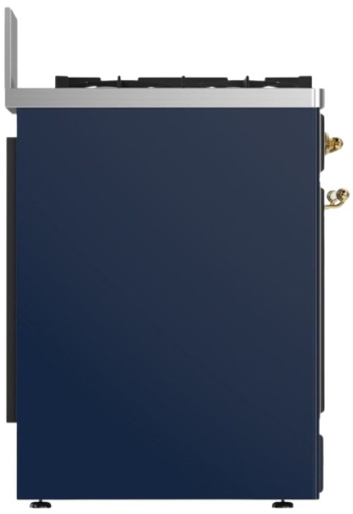 Ilve® Majestic III 30" Midnight Blue Pro Style Dual Fuel Natural Gas Range with 5 Black Brass Burners and Brass Trim-3
