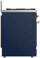 Ilve® Majestic III 30" Midnight Blue Pro Style Dual Fuel Natural Gas Range with 5 Black Brass Burners and Brass Trim-3