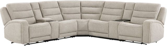 Parker House® Felix 7-Piece Mari Fawn L-Shape Power Reclining Sectional with Beverage Cooler Console-0