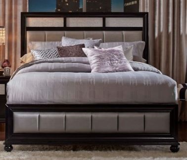 Coaster® Barzini Black/Grey Queen Upholstered Bed-1