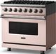 Viking® 5 Series 36" Blush Pro Style Dual Fuel (NG) Range with Polished Chrome Trim-3