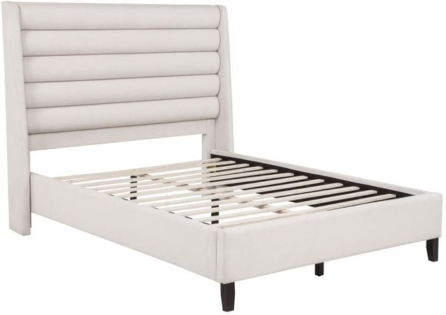 Coaster® Leslie Beige Queen Upholstered Platform Panel Bed-0