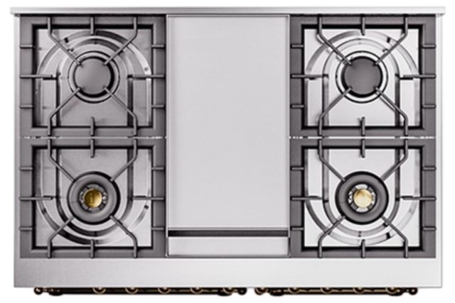 Ilve® Nostalgie II Noblesse 40'' Graphite Matte Pro Style Dual Fuel Range with Burnished Trim-2