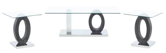 Global Furniture USA T1628 3-Piece Glass Top Occasional Table Set with Black Base-0