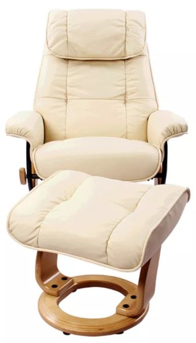 BenchMaster Caribbean Line Ventura II Cream Manual Recliner with Ottoman Set-1