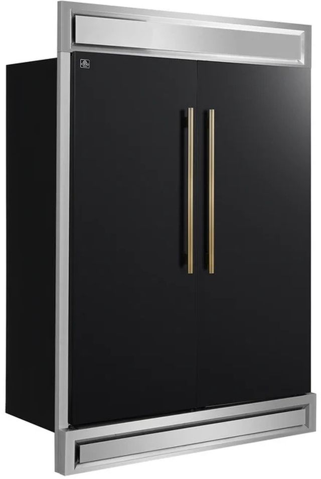 FORNO® Maderno Series Alta Qualita 60" 27.2 Cu. Ft. Antique Brass/Black Built In Convertible Side-by-Side Refrigerator/Freezer-3