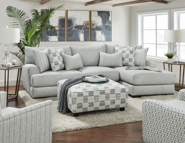 Fusion Furniture Entice Paver Microchip Denim Gray Cocktail Ottoman-1