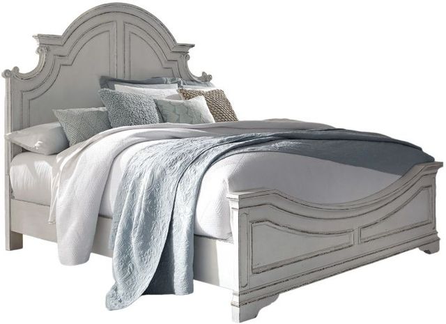 Liberty Furniture Magnolia Manor 5-Piece Antique White/Weathered Bark Queen Panel Bedroom Set-1