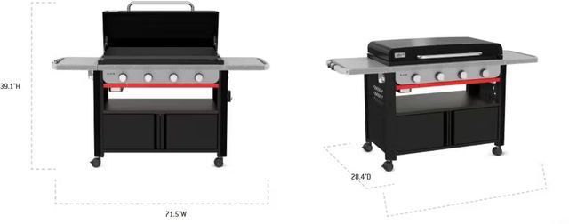Weber® Slate® 36" 4-Burner Black Rust-Resistant Outdoor Freestanding Liquid Propane Griddle with Closed Cabinet-1