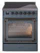 Ilve® Nostalgie II Noblesse 30'' Blue Gray Pro Style Induction Range with Burnished Trim-0