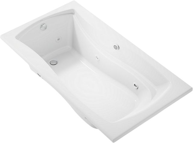 KOHLER® Mariposa® White 66" x 35" Drop-In Whirlpool Bath with Bask® Heated Surface and End Drain-0