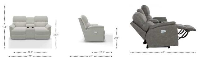 La-Z-Boy® Trouper Gray Leather Power Reclining Loveseat with Console, Headrest, and Lumbar-2