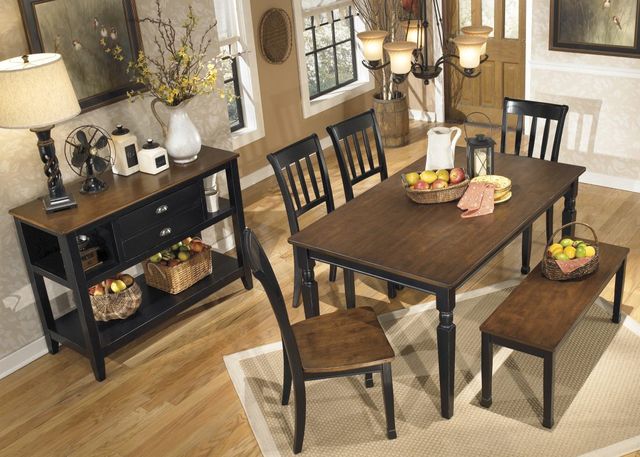 Signature Design by Ashley® Owingsville Brown Rectangular Dining Table with Black Base-6