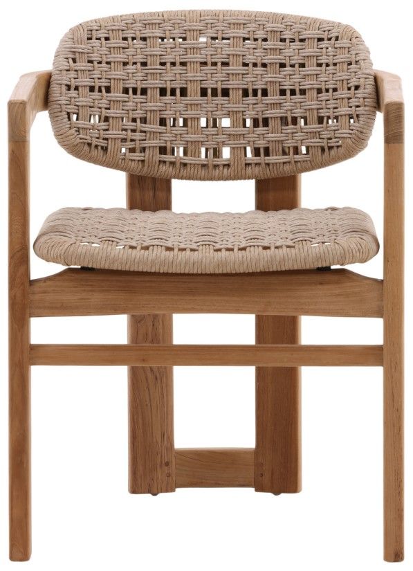 Dovetail Furniture Jovita Beige/Natural Teak/Wicker Outdoor Dining Chair-1