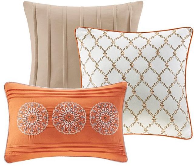 Olliix by Madison Park Tangiers 6 Piece Orange King/California King Reversible Coverlet Set-1