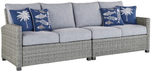 Signature Design by Ashley® Naples Beach 3-Piece Gray Wicker Outdoor Sectional-1