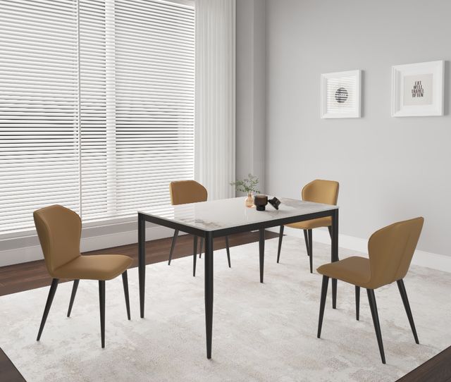 Cramco Marta Chanel Sintered Stone Top 48" Dining Table with Matte Black Base-1