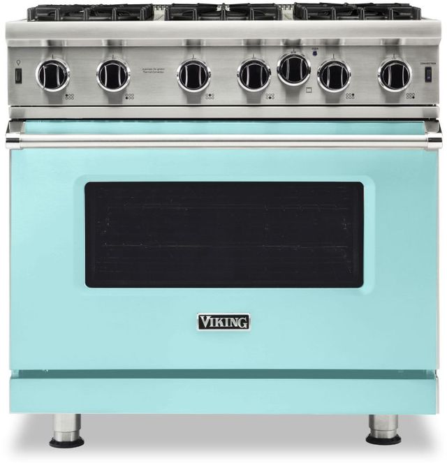 Viking® 5 Series 36" Bywater Blue Pro Style Liquid Propane Range-0