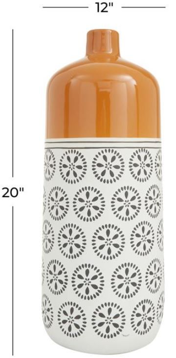 Deco Marche Orange/White Ceramic Vase-3